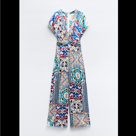 SATIN EFFECT PRINT JUMPSUIT - Picture 5 of 8